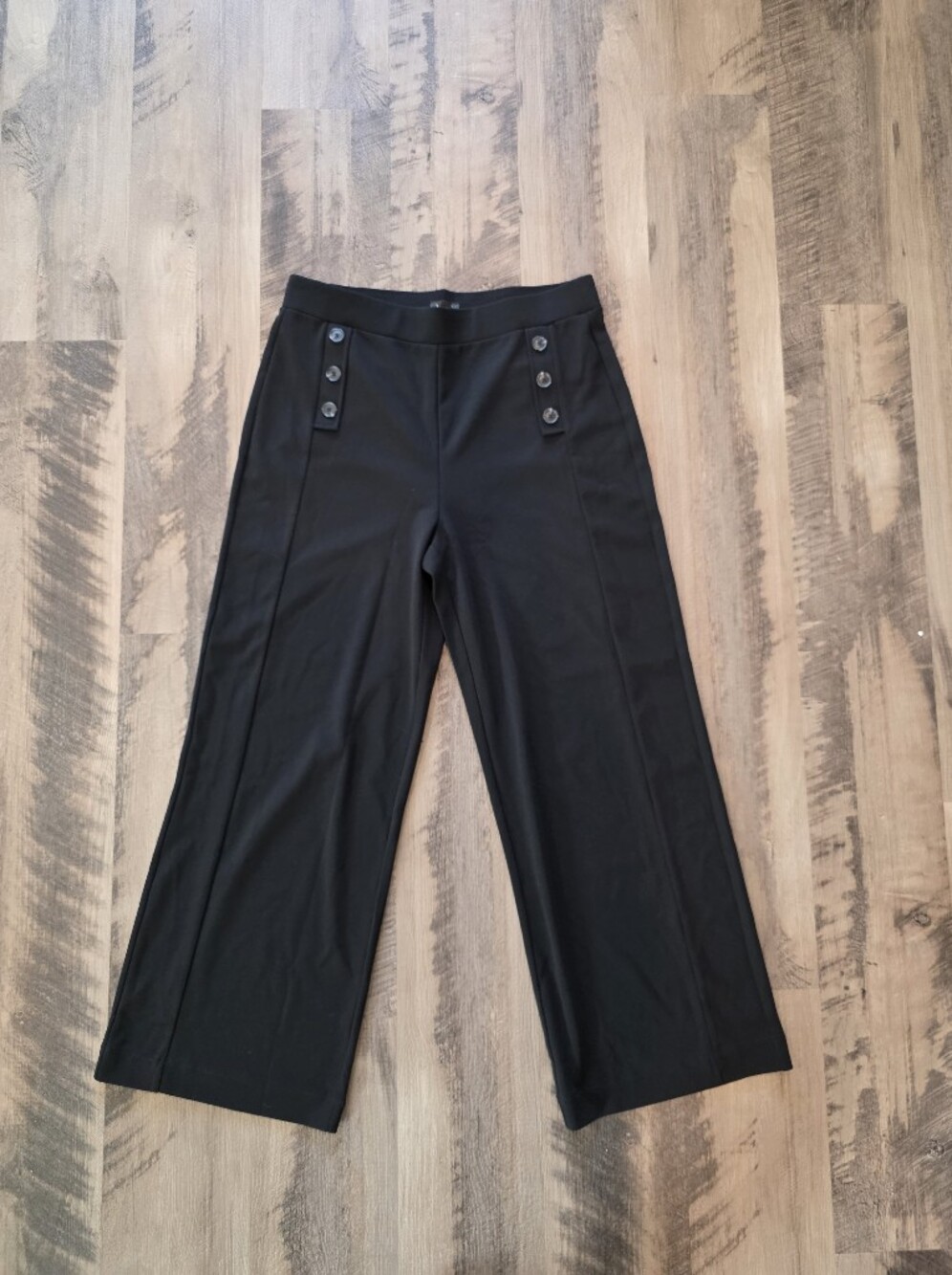 LOFT Black Wide-Leg Sailor Button Pants